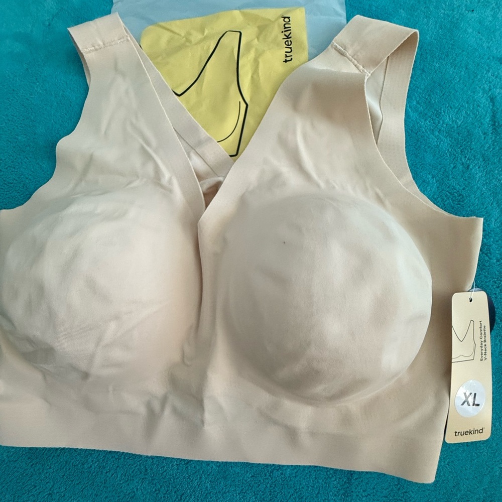 (XL) BEIGE Truekind® Everyday V-Neck Bralette